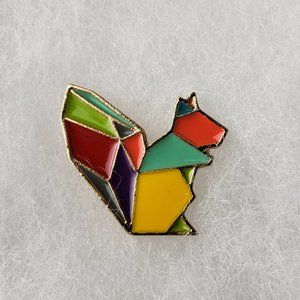 3/10$ NWOT artistic colorful origami squirrel pin